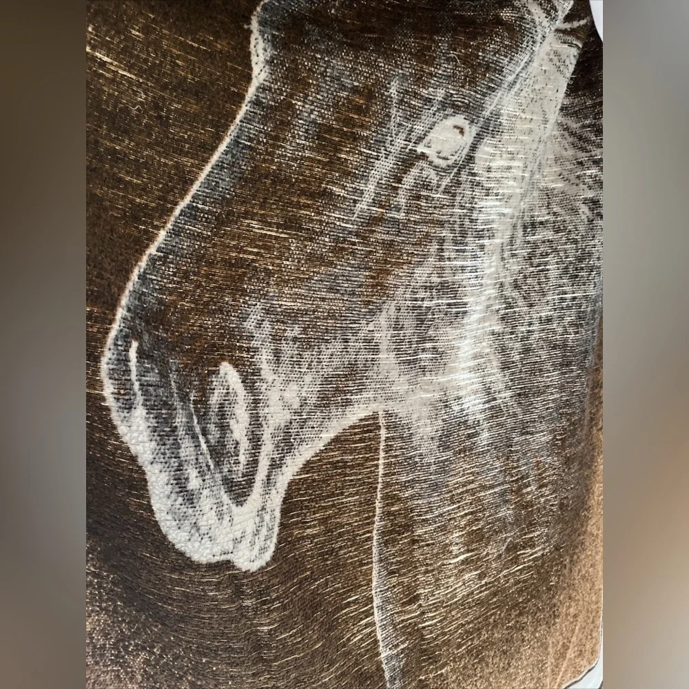 Vintage Biederlack Equestrian Horse Blanket Reversible Throw 70x52 USA FLAWED